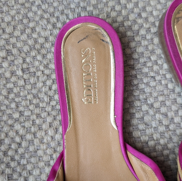 Sezane Editions Mules Miranda Pink & Gold Slides Sz8 With Box - Picture 7 of 10